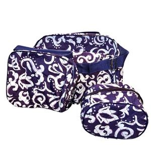 NWOT Quilted light weight travel set. Purple and white. Cotton/poly, imported